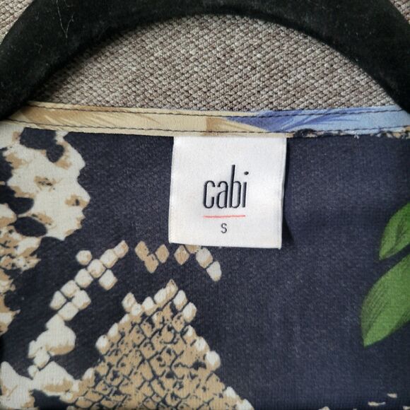 Cabi S Navy Snake Charmer Floral Reptile Print Long Sleeve Buttoned Blouse 693 - Picture 6 of 10